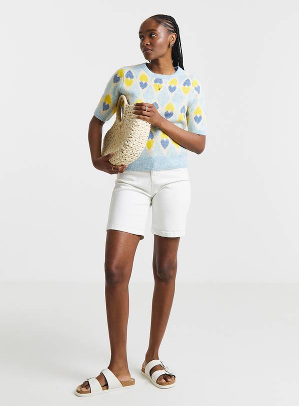 SIMPLY BE Heart Jacquard Short Sleeve Jumper 28-30
